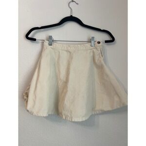 American Apparel Jeans Corduroy Mini Skirt XS Cream Made in USA‎
